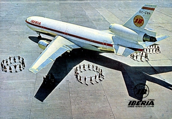 Postcard Spanish passenger aircraft Iberia, DC-10/30 Costa Brava, EC-CBN