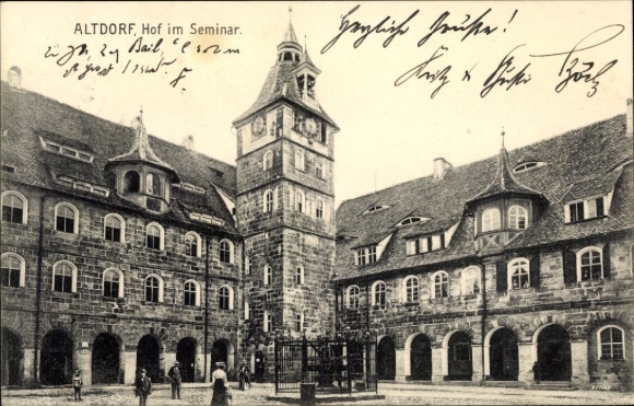 Ansichtkaart Altdorf bij Neurenberg in Midden-Franken Beieren, boerderij in het seminarie