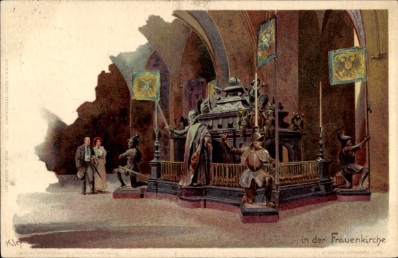 Artist Chromo-Litho Kley, Heinrich, Munich, coffin in the Frauenkirche