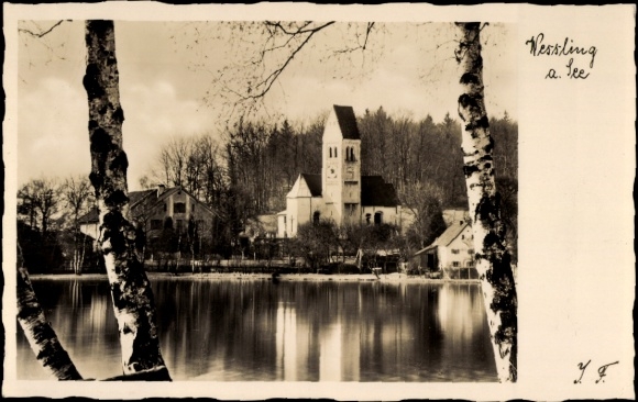 Postcard Wessling Weßling Upper Bavaria, partial view