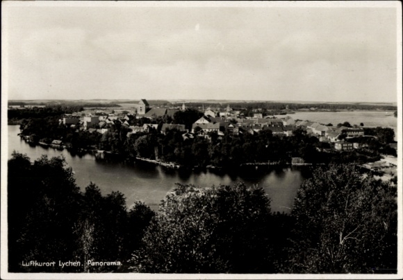 Ak Lychen in der Uckermark, Panoramablick auf die Stadt, Wasseransicht, Landschaft, Wolken