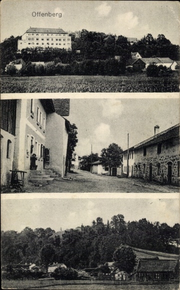 Ansichtkaart Offenberg in Neder-Beieren, gedeeltelijk aanzicht, straatgedeelte, herberg