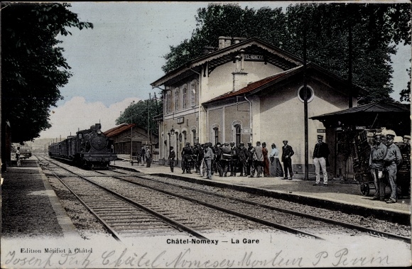 Postcard Châtel Nomexy Lothringen Vosges, The Train Station