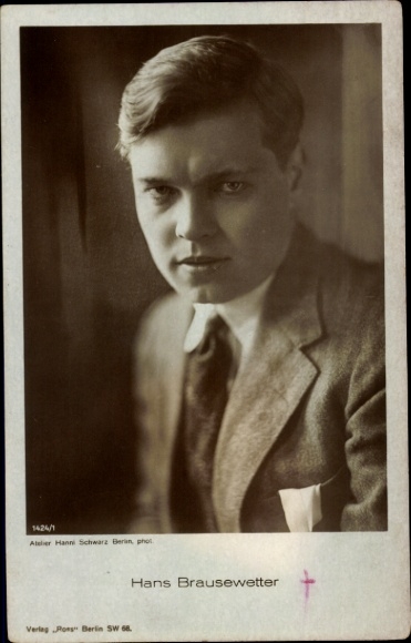 Postcard actor Hans Brausewetter, portrait, Ross Verlag 1424/1