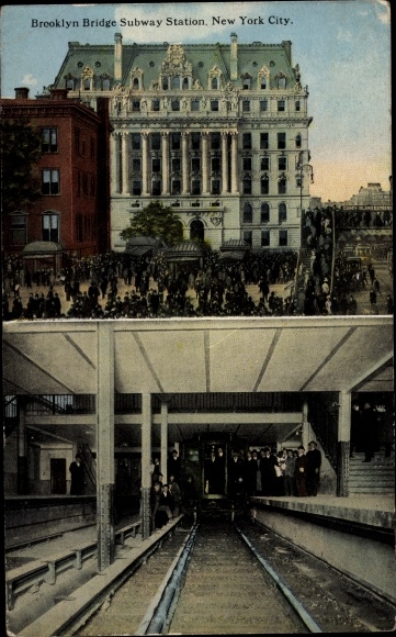 Postcard New York City USA, Brooklyn Bridge Subway Station
