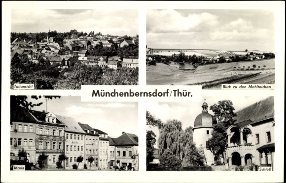 PC Münchenbernsdorf in Thuringia, partial view, market, castle, view of the grinding ponds