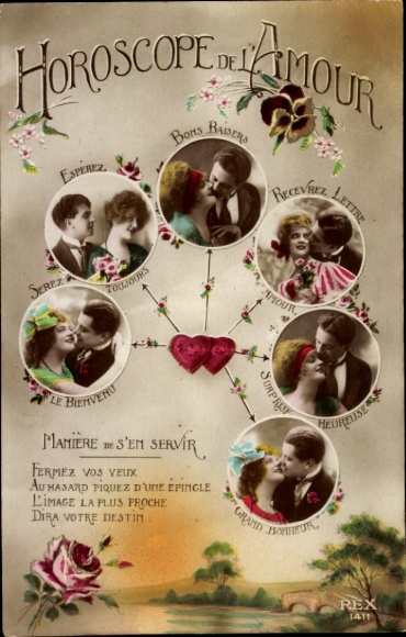 Postcard lovers, horoscope of love