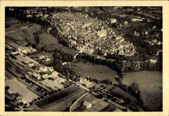 Postcard Mellrichstadt in Lower Franconia, aerial photograph