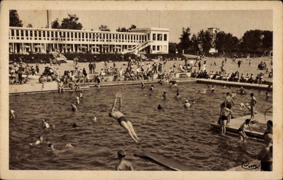 Postcard Villennes sur Seine Yvelines, outdoor swimming pool