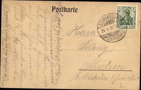 Postcard Seifersdorf Dippoldiswalde in the Eastern Ore Mountains, Rabenauer reason