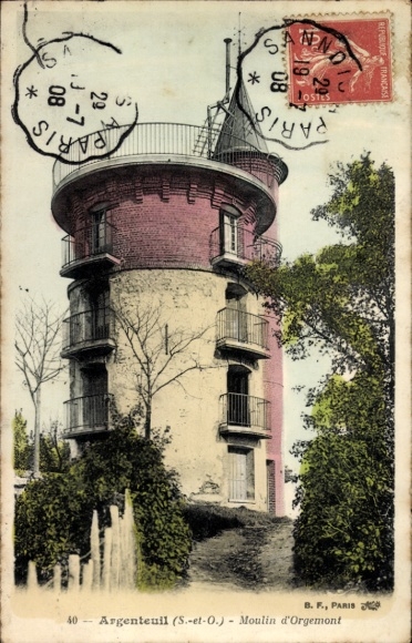 Ak Argenteuil Val d'Oise, Moulin d'Orgemont,  von  Turm, Bäume, Farben