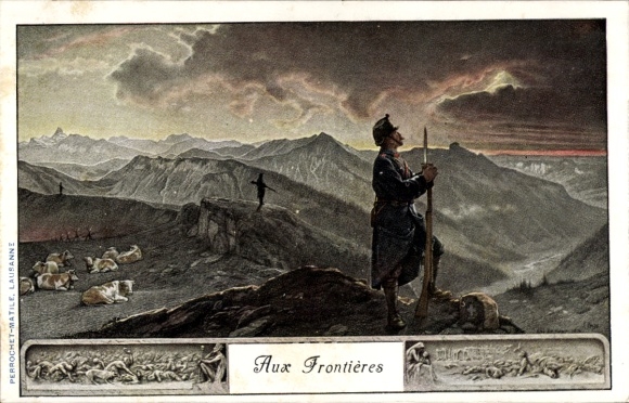 PC Swiss Army, soldier on guard, border, mountains