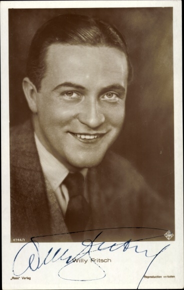 Ak Schauspieler Willy Fritsch, Portrait, Ross Verlag 4744/1, Autogramm