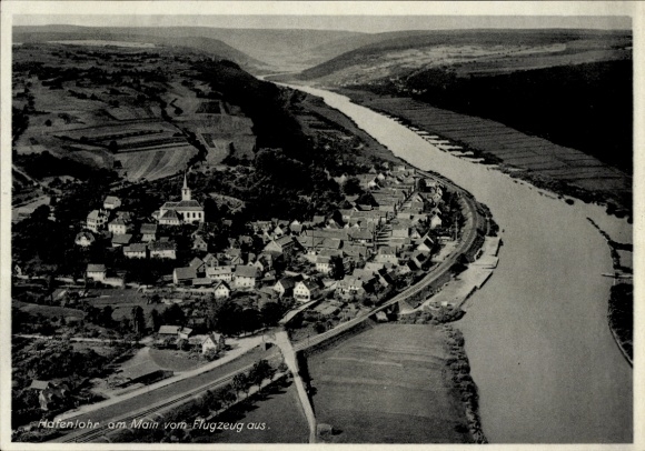 Postcard Hafenlohr am Main Lower Franconia, aerial photograph