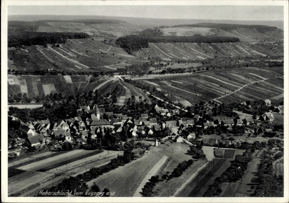 Postcard Haberschlacht Brackenheim an der Zaber Württemberg, aerial view of vineyards, rural surroundings