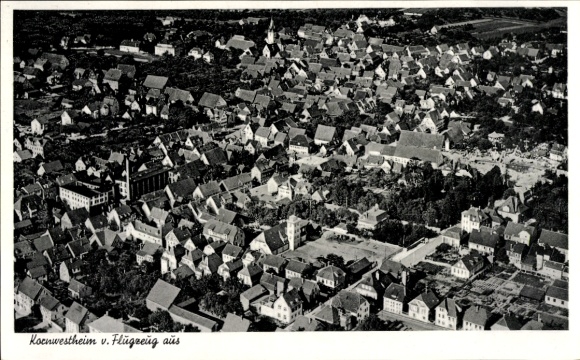 Postcard Kornwestheim, aerial photograph of the town