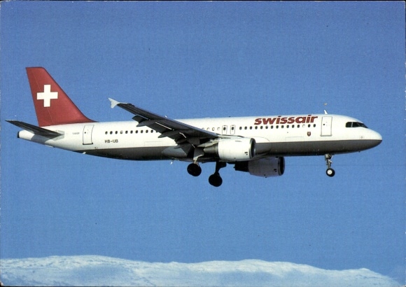 Postcard passenger aircraft, Airbus Industrie A320-214, Swissair, HB-IJB