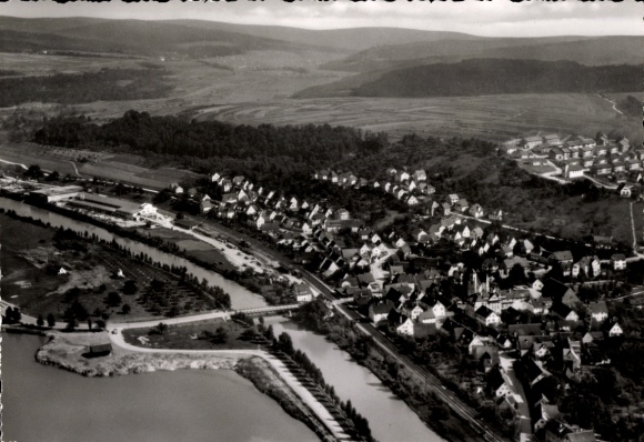 Postcard Wernau Neckar, aerial photograph, town, fields