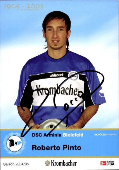 Autograph card footballer Roberto Pinto, DSC Arminia Bielefeld, autograph