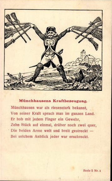 17 old artist poem PC Baron von Münchhausen, various motifs