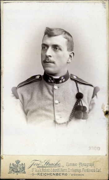 CdV Liberec Reichenberg Bohemia, soldier, platoon leader, portrait, KuK uniform, Atelier Ferdinand Stracke