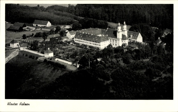 Postcard Holzen Allmannshofen in Swabia, monastery, aerial photograph