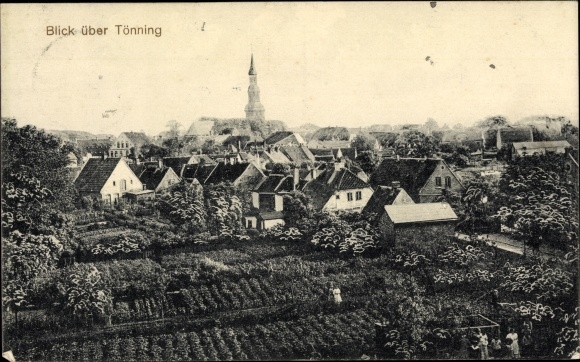 Ak Tönning op de Eider Nordfriesland, uitzicht op de plaats