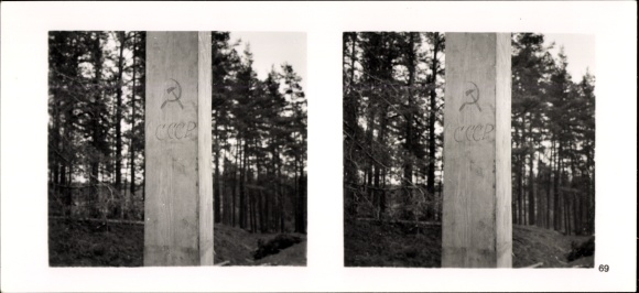 Stereo spatial image photo &quot;The Fuhrer&#39;s Soldiers in the Field&quot;, No. 69, Russian border post