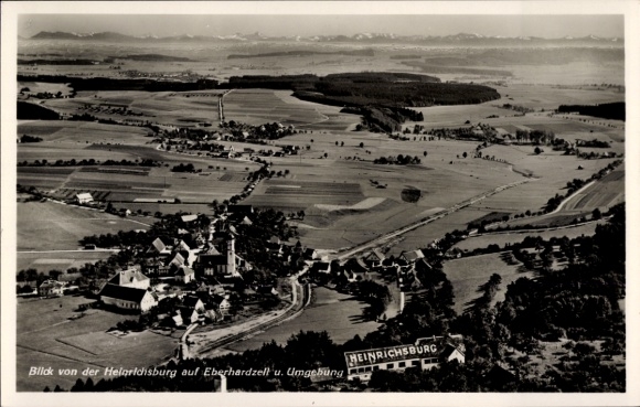 Ak Heinrichsburg Eberhardzell in Oberschwaben Württemberg, Fliegeraufnahme