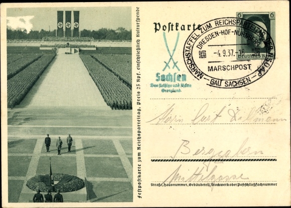 Postal stationery PC Nuremberg, Nazi party rally, Hitler, Himmler, Lutze