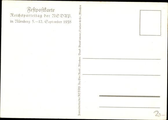 Postcard Nazi party rally of the NSDAP Nuremberg 1938