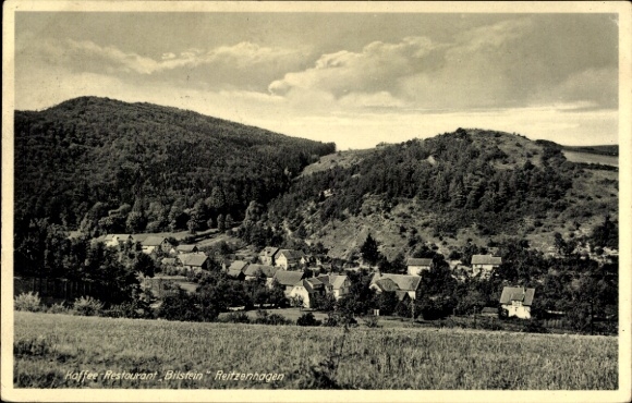 Postcard Reitzenhagen Bad Wildungen Hesse, Coffee Restaurant Bilstein, landscape photo, hill, ...