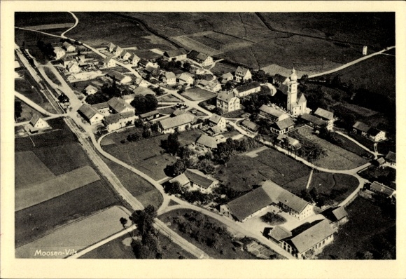 Ak Moosen an der Vils Taufkirchen an der Vils Oberbayern, Fliegeraufnahme