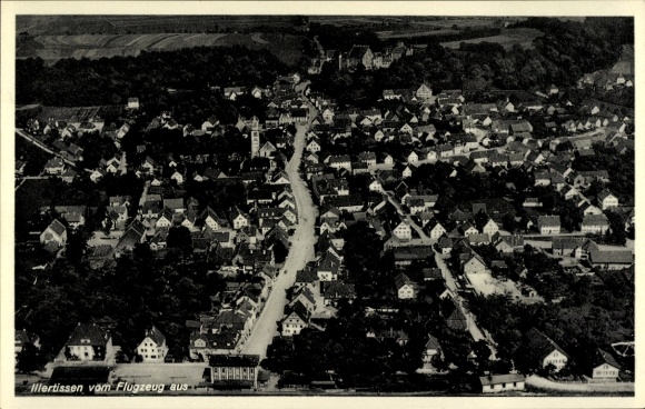 Postcard Illertissen in Swabia, aerial photograph