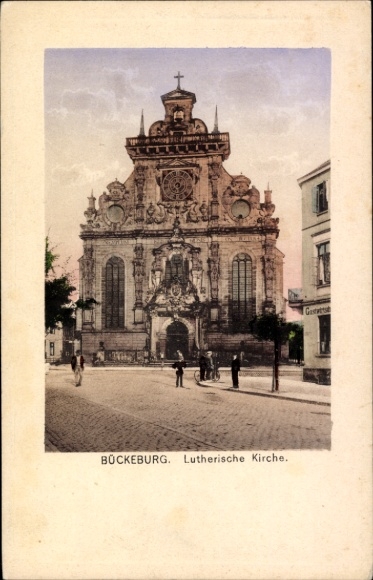 Postcard Bückeburg in the district of Schaumburg, Lutheran Church