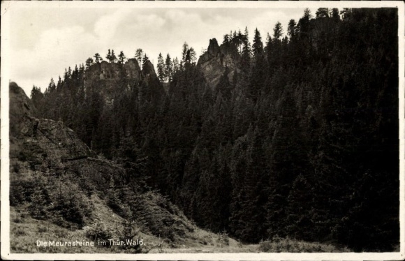 Postcard Meura in Thuringia, Meura stones
