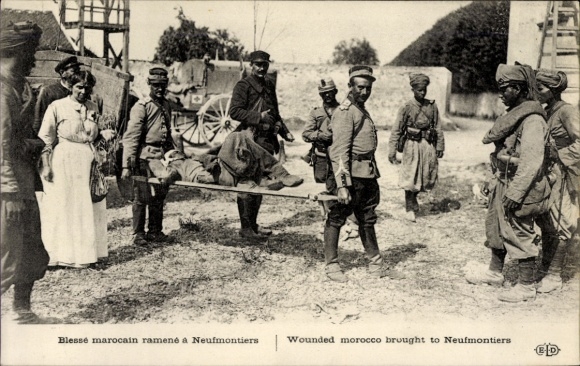 Postcard Chauconin-Neufmontiers Seine et Marne, Moroccan Blessed, French colonial warriors