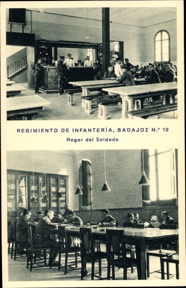 Postcard Badajoz Infantry Regiment No 10, Home of the Soldier