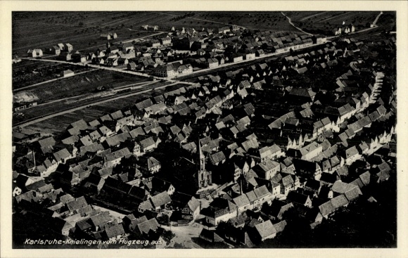 Postcard Knielingen Karlsruhe in Baden, aerial photograph