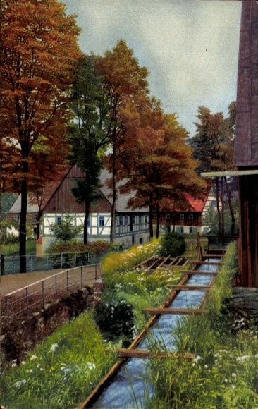Ak Mildenau Erzgebirge, Nenke und Ostermaier Serie IV, Am Mühlgraben