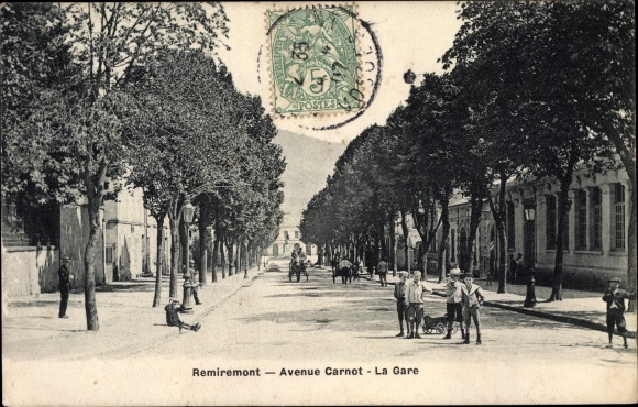 Postcard Remiremont Vosges, Avenue Carnot, Station