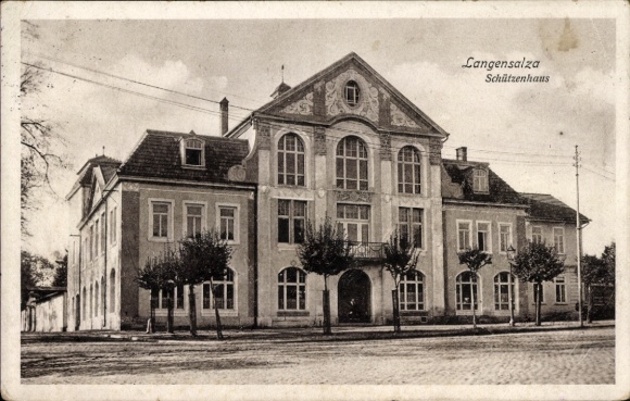 Postcard Bad Langensalza in Thuringia, Schützenhaus, s building, trees in the foreground, old photograph