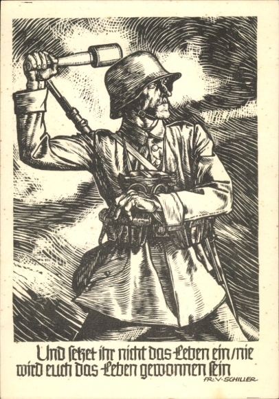 Kunstenaar Ak Sluyterman von Langeweyde, Georg, En riskeer je leven niet, handgranaat, WO II
