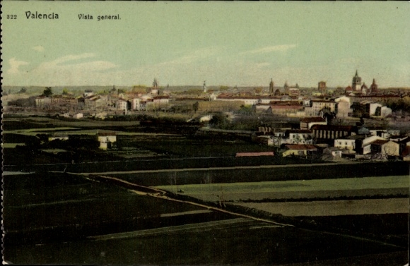 Ak Valencia Stadt Spanien,  Aussicht, historische Stadtansicht, Gebäude, Landschaft