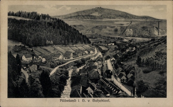 Postcard Rübeland Oberharz am Brocken, view of mountains, river, houses, forest, historical views
