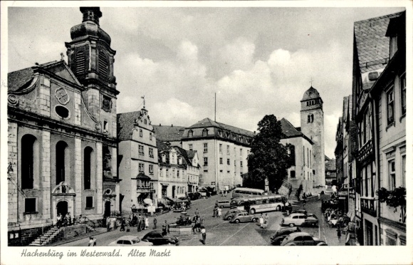 Ak Hachenburg im Westerwald, Alter Markt, Autos