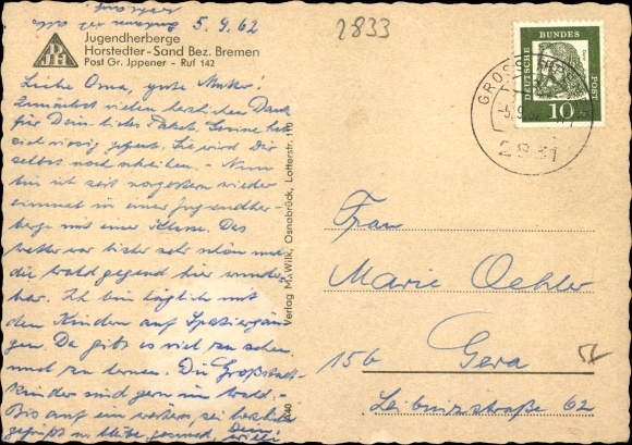 Postcard Horstedt Prinzhöfte Lower Saxony, youth hostel Horstedter Sand