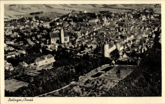 Ansichtkaart Lauingen aan de Donau Schwäbische Alb, luchtfoto