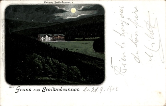 Moonlight Postcard Sasbachwalden in the Black Forest, Breitenbrunnen, Kurhaus