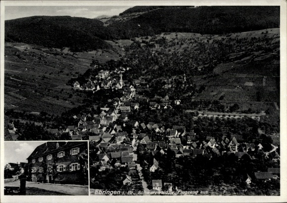 Ak Ebringen im Breisgau, Luftaufnahme von  Schwarzwald, Gasthaus Rebstock